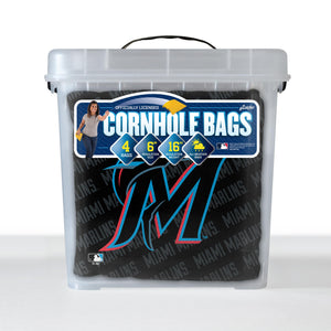 Miami Marlins Cornhole Bags - 4 Pack - Black