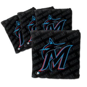 Miami Marlins Cornhole Bags - 4 Pack - Black