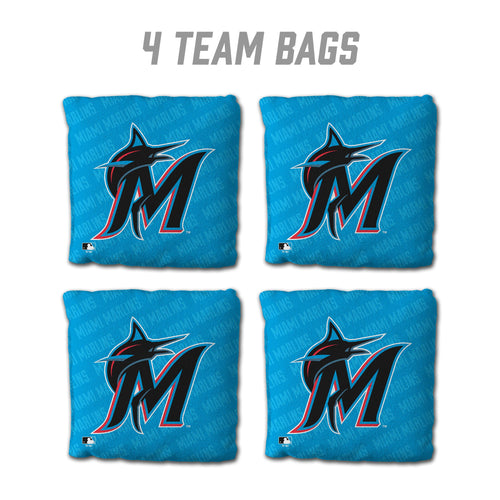 Miami Marlins Cornhole Bags - 4 Pack - Teal