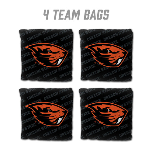 Oregon State Beavers Cornhole Bags 4 Pack - Black