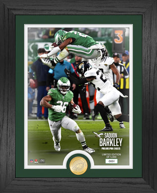 Saquon Barkley Philadelphia Eagles Leap Bronze Coin Photo Mint