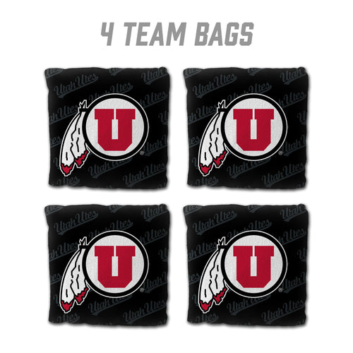 Utah Utes Cornhole Bags  4 Pack - Black