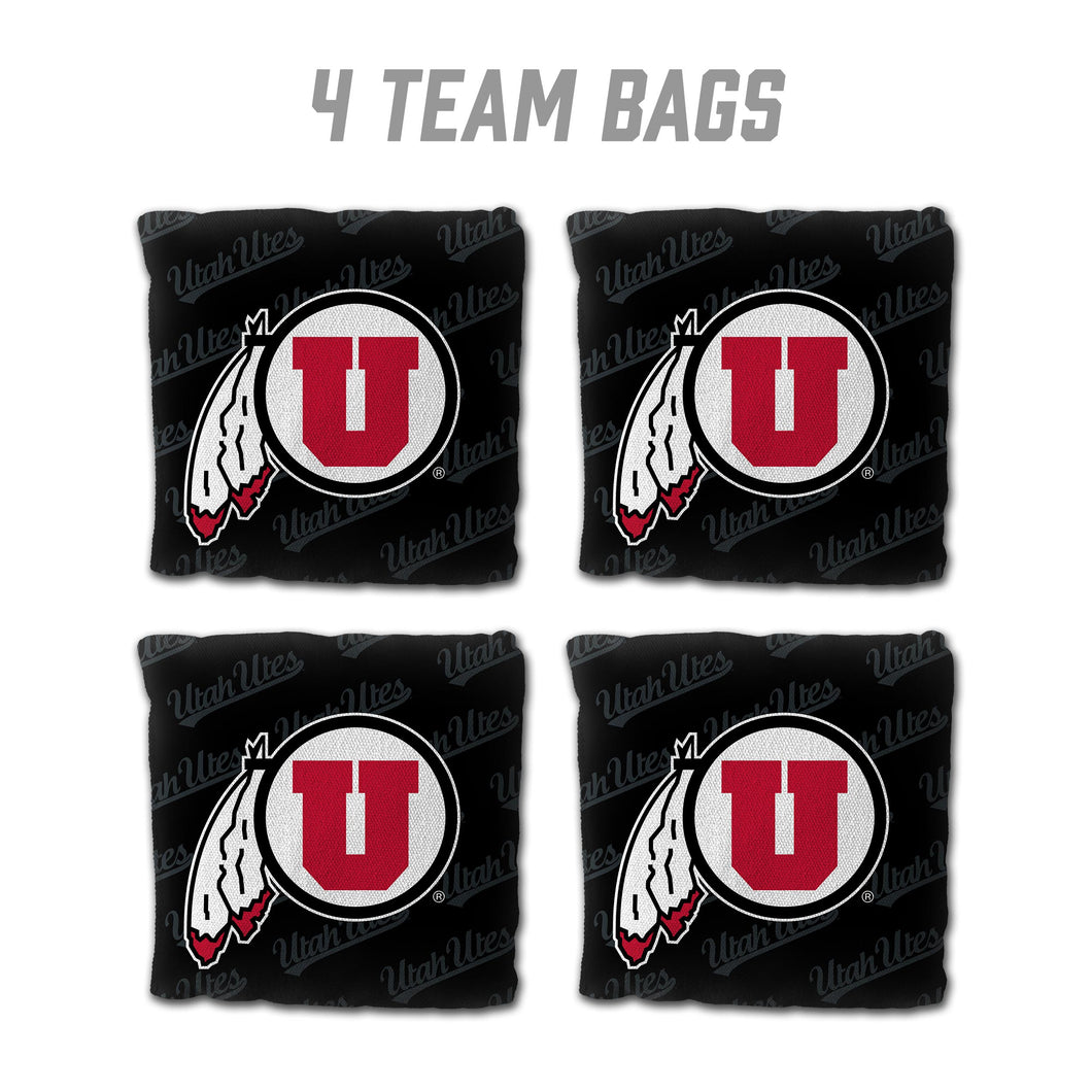 Utah Utes Cornhole Bags  4 Pack - Black