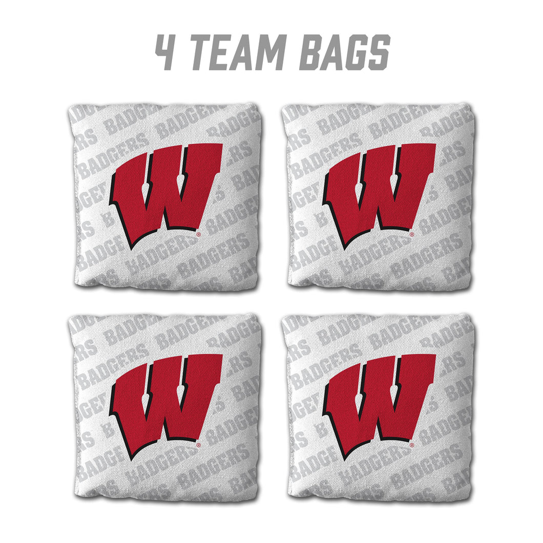 Wisconsin Badgers Cornhole Bags 4 Pack - White