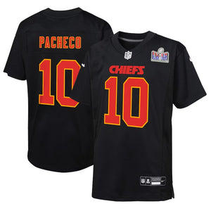 Isiah Pacheco Kansas City Chiefs #10 Super Bowl LVIII Patch Carbon Game Youth Jersey