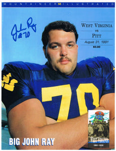 wvu football, john ray autograph