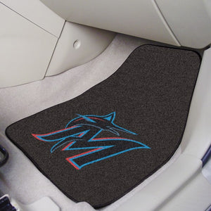 Miami Marlins 2-piece Carpet Car Mats - 18"x27"