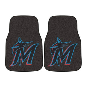 Miami Marlins 2-piece Carpet Car Mats - 18"x27"