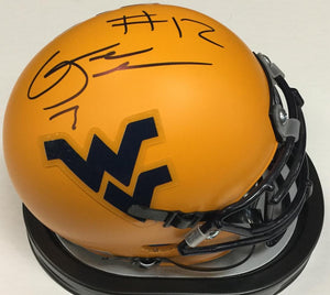 Gary Jennings West Virginia Mountaineers Signed WVU Gold Mini Helmet