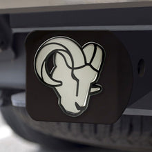 Los Angeles Rams Chrome Emblem On Black Hitch Cover
