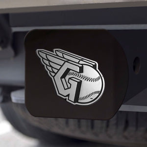 Cleveland Guardians Chrome Emblem On Black Hitch Cover