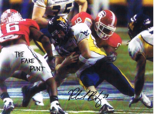 wvu football, phil brady autograph, phil brady fake punt