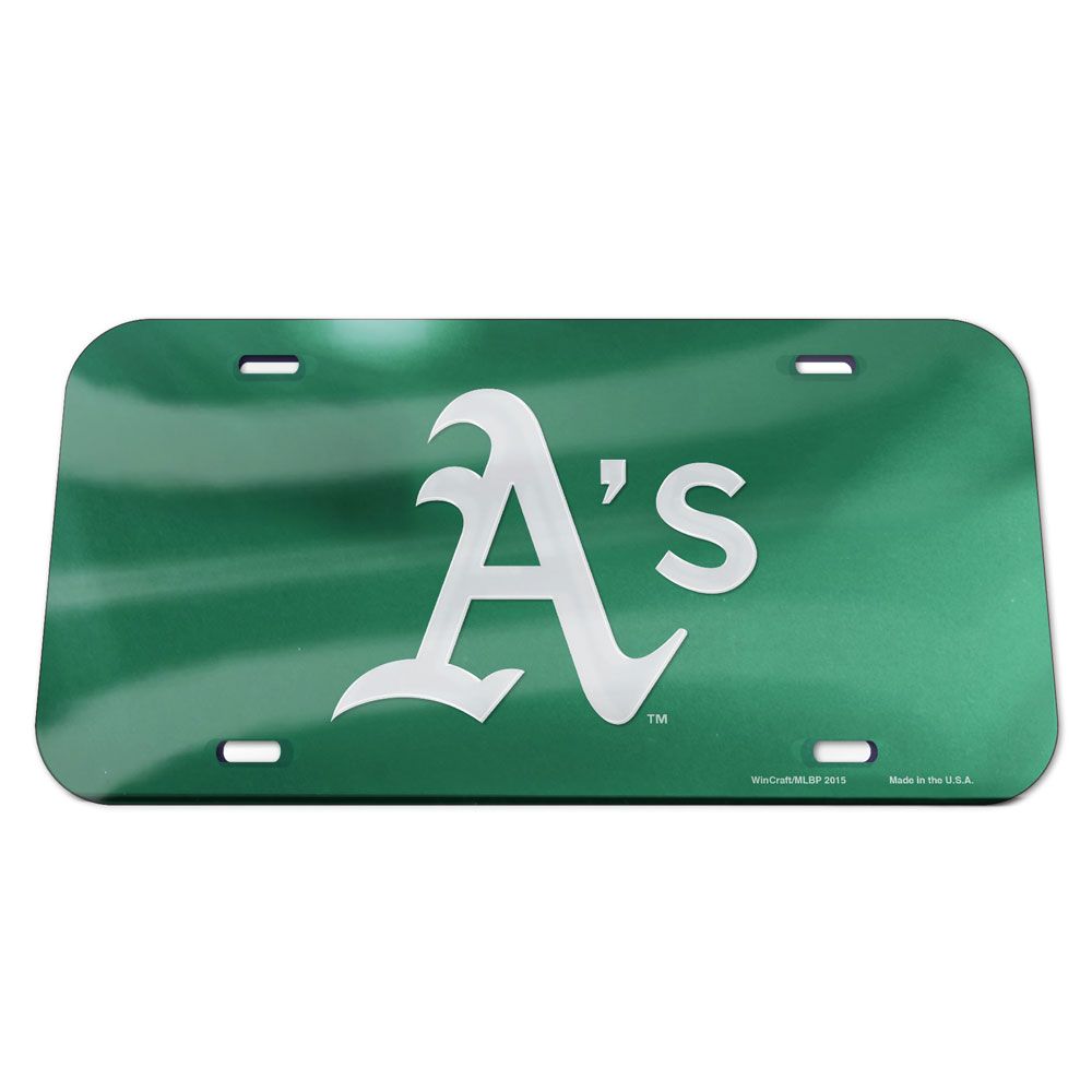 Oakland A's Green Chrome Acrylic License Plate