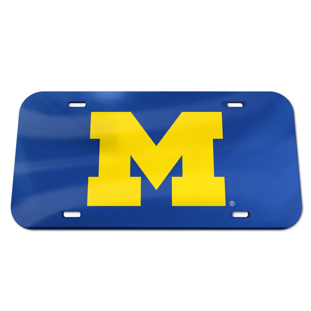 Michigan Wolverines Blue Chrome Acrylic License Plate