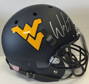 will grier west virginia mountaineers signed helmet, will grier autographed full size helmet 