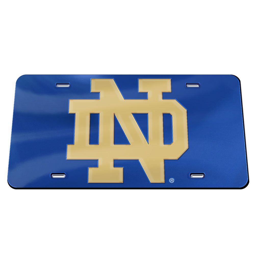 Notre Dame Fighting Irish Blue Chrome Acrylic License Plate ND