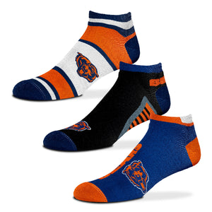 Chicago Bears No Show Ankle Socks 3 Pack