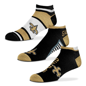 New Orleans Saints No Show Ankle Socks 3 Pack