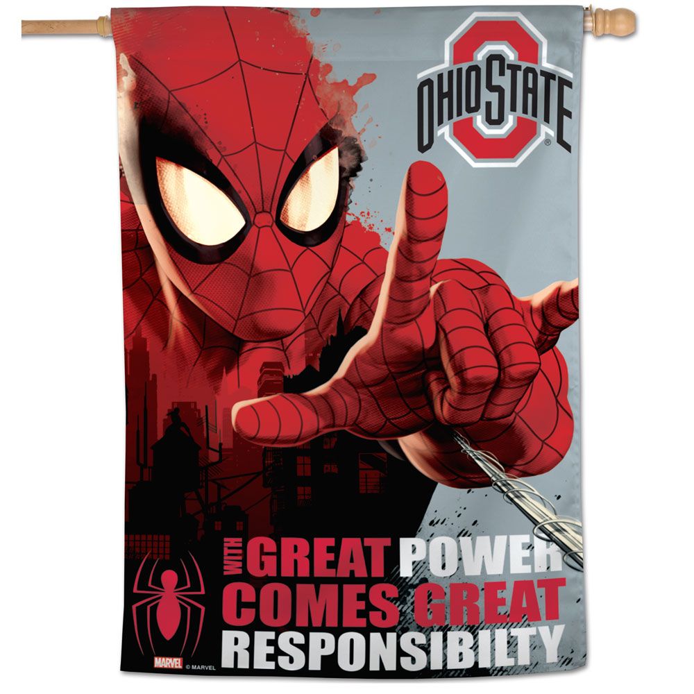 Ohio State Buckeyes Spiderman Vertical Flag - 28