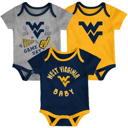 West Virginia Mountaineer Champ 3-Piece Onesie Set