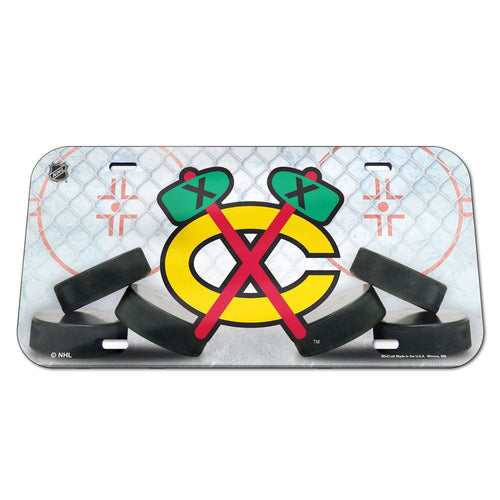 Chicago Blackhawks Chrome Hockey Rink Acrylic License Plate