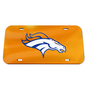 Denver Broncos Orange Chrome Acrylic License Plate