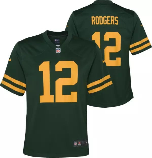 Aaron Rodgers Green Bay Packers Alternate #12 Youth Game Player