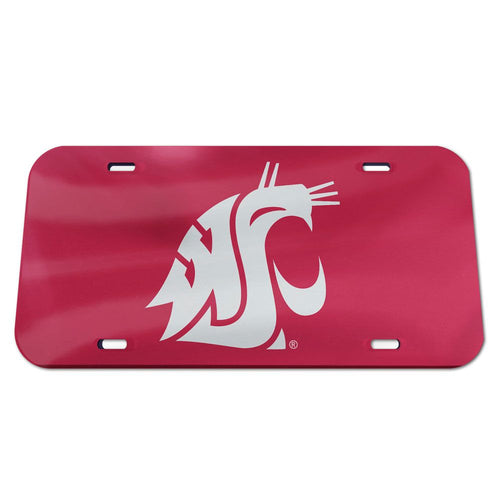 Washington State Cougars Red Chrome Acrylic License Plate