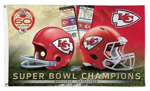 Kansas City Chiefs Super Bowl Champions Then/Now Flag - 3'x5