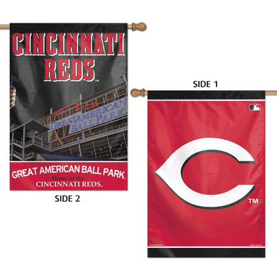 Cincinnati Reds Wordmark 2-Sided Vertical Flag - 28