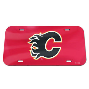 Calgary Flames Red Chrome Acrylic License Plate