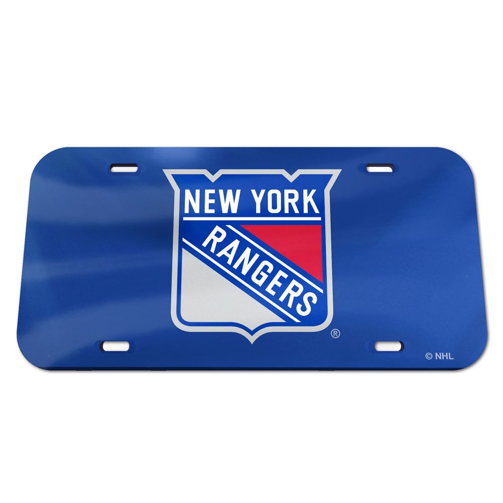 New York Rangers Blue Chrome Acrylic License Plate