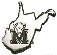 marshall thundering herd chrome car emblem, marshall chrome auto emblem