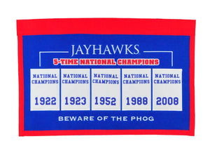 Kansas Jayhawks Rafter Raiser Heritage Banner - 8"x32"