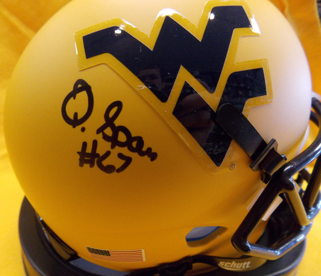 wvu football, quinton spain autograph