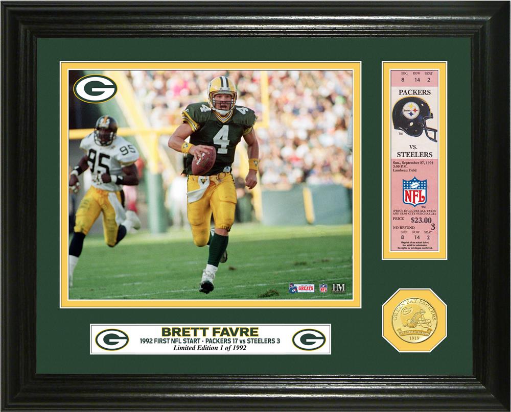 Brett Favre Green Bay Packers First Start Ticket Bronze Coin Photo Mint Brett Favre Green Bay Packers First Start Ticket Bronze Coin Photo Mint