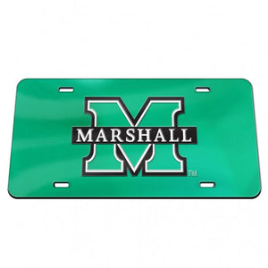 Marshall Thundering Herd Split M Green Chrome License Plate