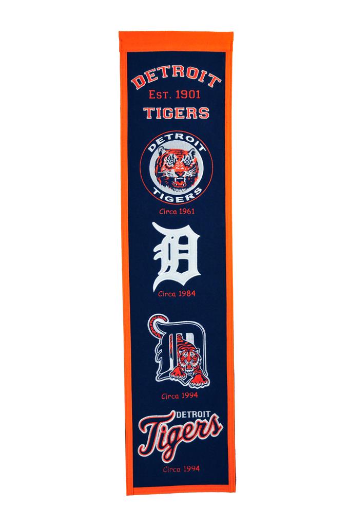 Detroit Tigers 8” x 32” Hanging Team Logo Evolution Banner