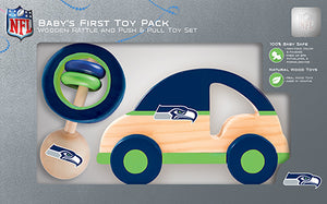 Seattle Seahawks Baby Push and Pull Toy, NFL Kids Toys, Push Pull and Rattle Combo