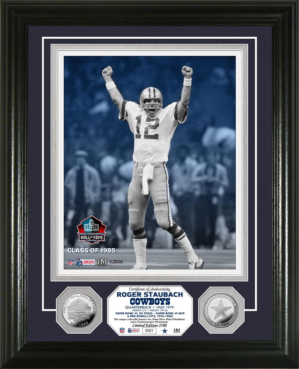 Roger Staubach Dallas Cowboys Pro Football Hall of Fame Silver Coin Photo Mint