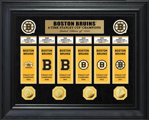 Boston Bruins 6-Time Stanley Cup Champions Deluxe Gold Coin & Banner Collection