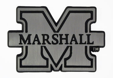 marshall thundering herd chrome car emblem, marshall chrome auto emblem