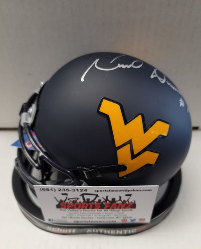 Noel Devine West Virginia Mountaineers Navy Blue Signed Mini Helmet