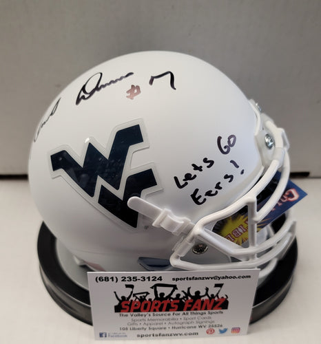 Noel Devine West Virginia Mountaineers White Signed Mini Helmet