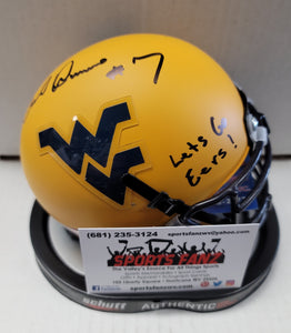 Noel Devine West Virginia Mountaineers Gold Signed Mini Helmet