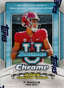 2022 Bowman Chrome University Football 7-Pack Blaster Box (Pink