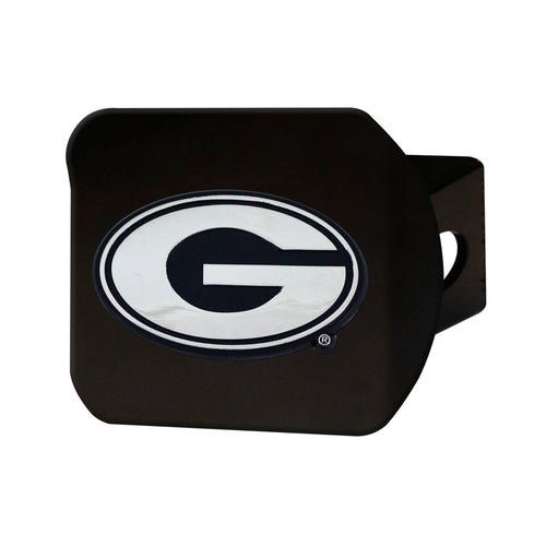 Georgia Bulldogs Chrome Emblem On Black Hitch Cover