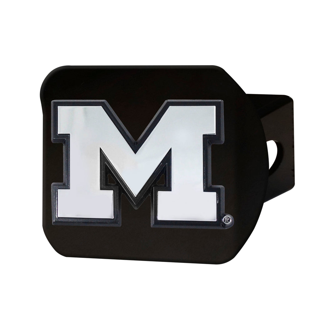 Michigan Wolverines Chrome Emblem On Black Hitch Cover
