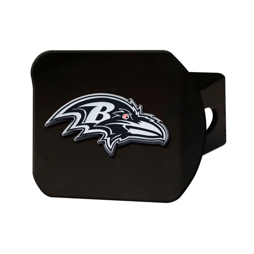 Baltimore Ravens Chrome Emblem On Black Hitch Cover