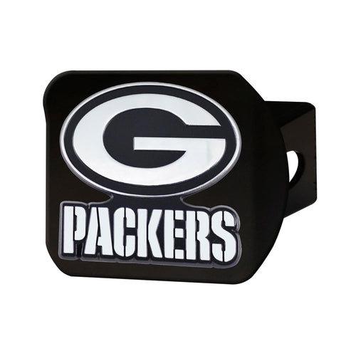 Green Bay Packers Chrome Emblem On Black Hitch Cover